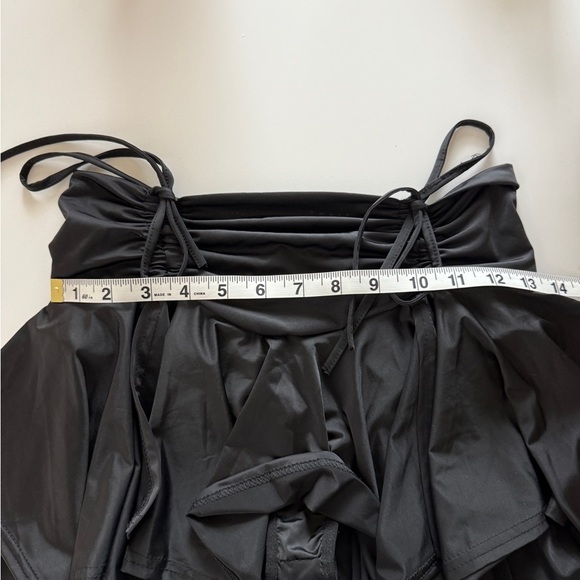 Micas Asymmetrical Ruched Mini Skirt Black Whimsigoth Low Waist Gothic Large - Picture 4 of 6